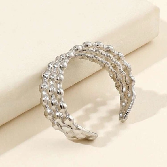 Stainless Steel Adjustable Beaded Ring - Picture 3 of 9